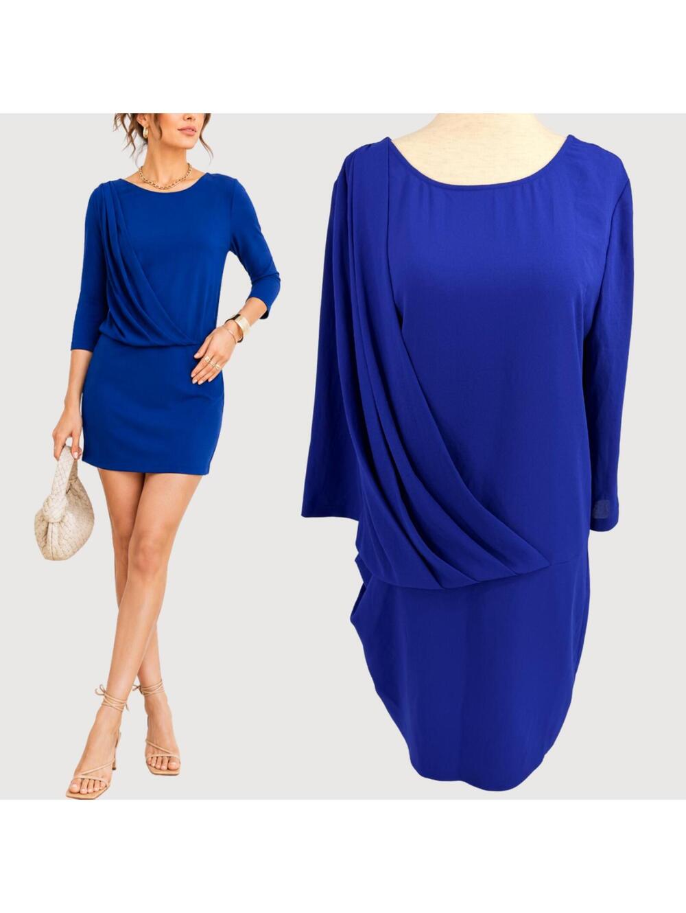 IRO Wallis Draped Crepe Mini Dress Cobalt Blue Size 2